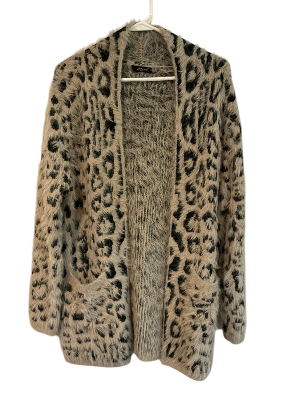 Janice Fuzzy Leopard Print Cardigan Sweater One Size - Picture 2 of 9